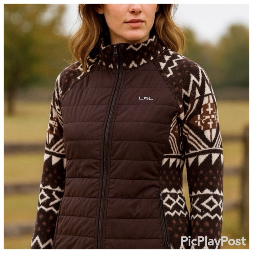 Ralph Lauren L-RL Lauren Active Aztec Print Fleece Jacket
